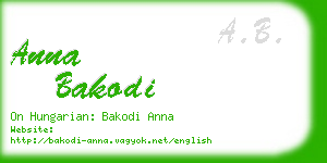 anna bakodi business card